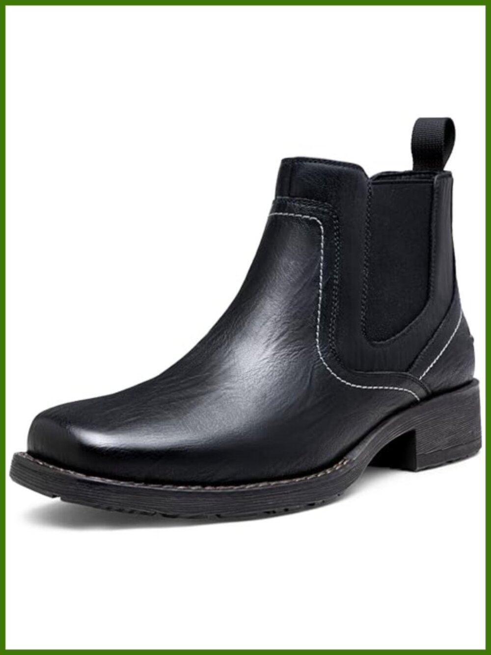 Men's Chelsea Boots Slip-On Square Toe Ankle Boots PU Leather Casual